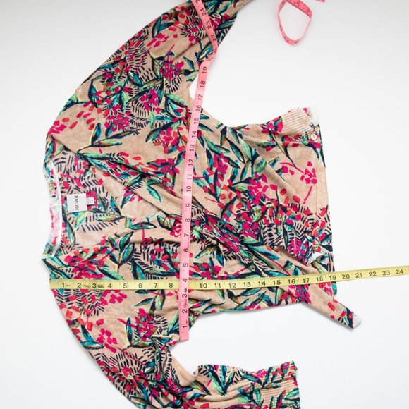 Nic + Zoe Cardigan Cherry Blossom Rayon Linen Floral Multicolor Small Petite - Picture 7 of 7